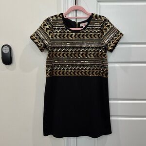 Gianni Bini Girls Black & Gold Sequins Dress Formal Holiday Party Wedding Large
